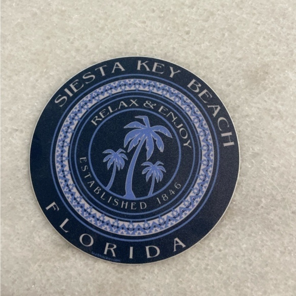 Siesta Keys sticker Large Round Navy blue Florida circle sticker New